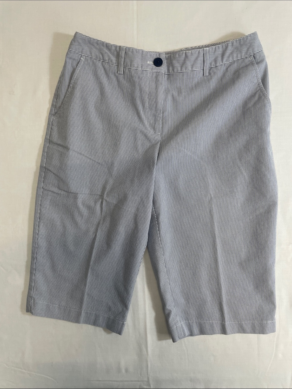 Harvé Benard Blue & White Seersucker Bermuda Board shorts W6 Coastal Chic W6